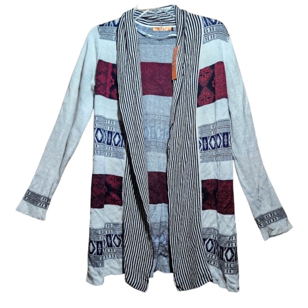 NEW Belldini Southwestern Long Open Front Cardigan Jacket Sweater Size Small S I